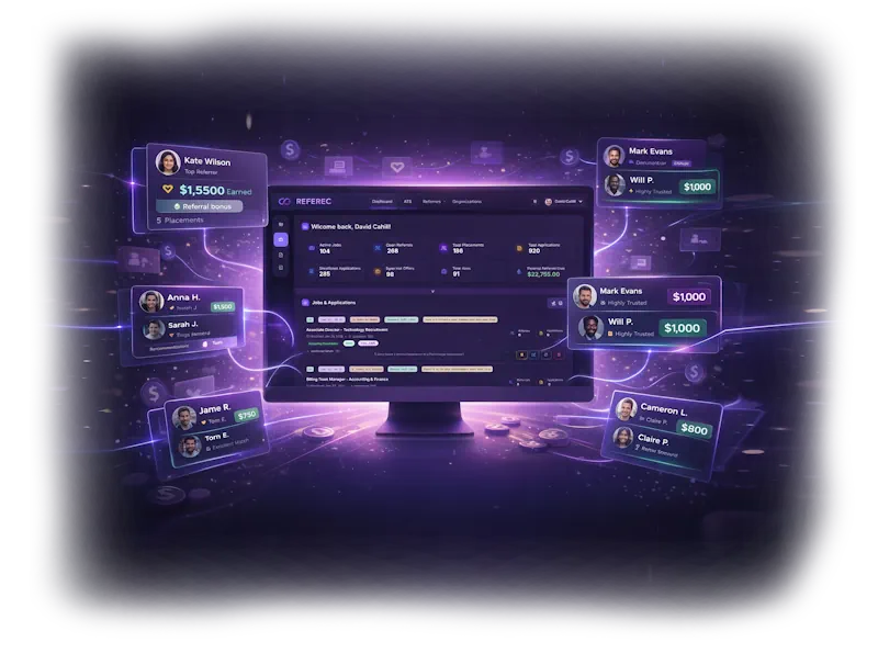 RefeRec dashboard and referral network