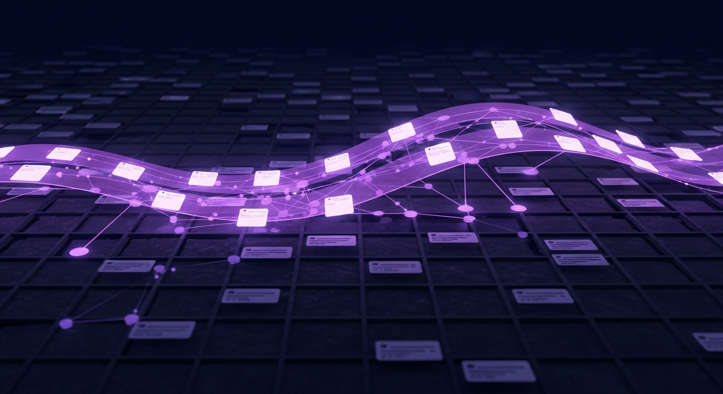 Abstract illustration of a dormant candidate database being switched on into a live network