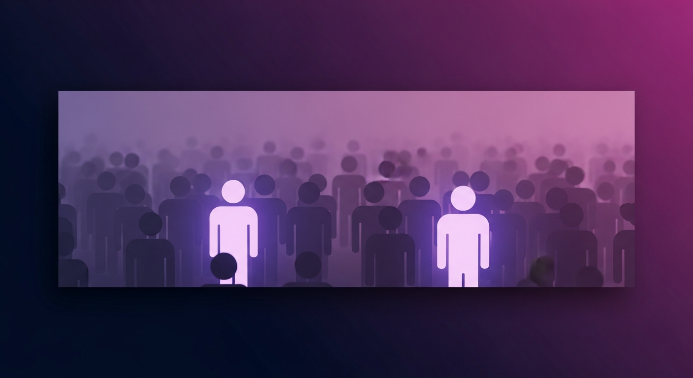 Abstract illustration of a trusted introduction reaching a hidden passive candidate